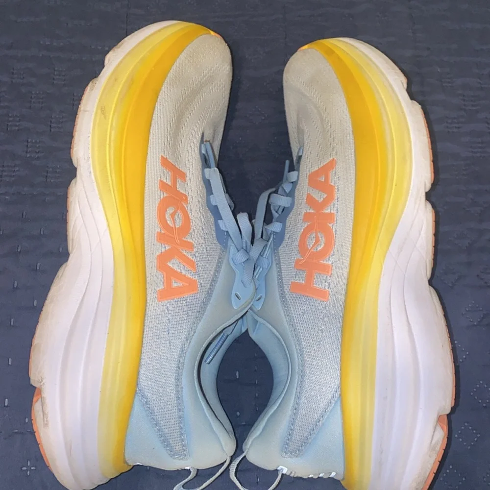 Hoka One One Bondi 8 Blue and Yellow woman’s sz 8.5B - Picture 6 of 7